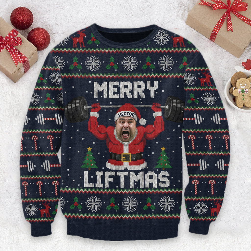 Pull de Noël Merry Liftmas - Pull moche de fitness personnalisé