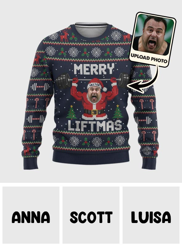 Pull de Noël Merry Liftmas - Pull moche de fitness personnalisé