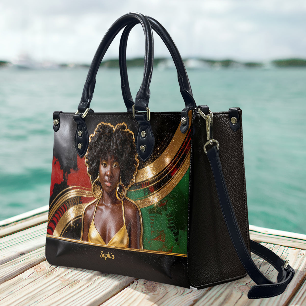 Fierté des femmes noires - Sac à main personnalisé en cuir afro-américain