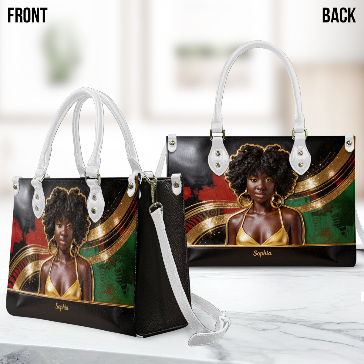 Fierté des femmes noires - Sac à main personnalisé en cuir afro-américain
