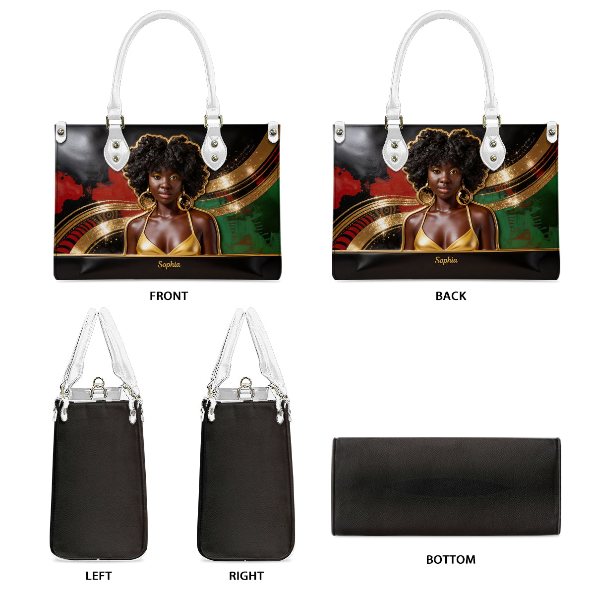 Fierté des femmes noires - Sac à main personnalisé en cuir afro-américain