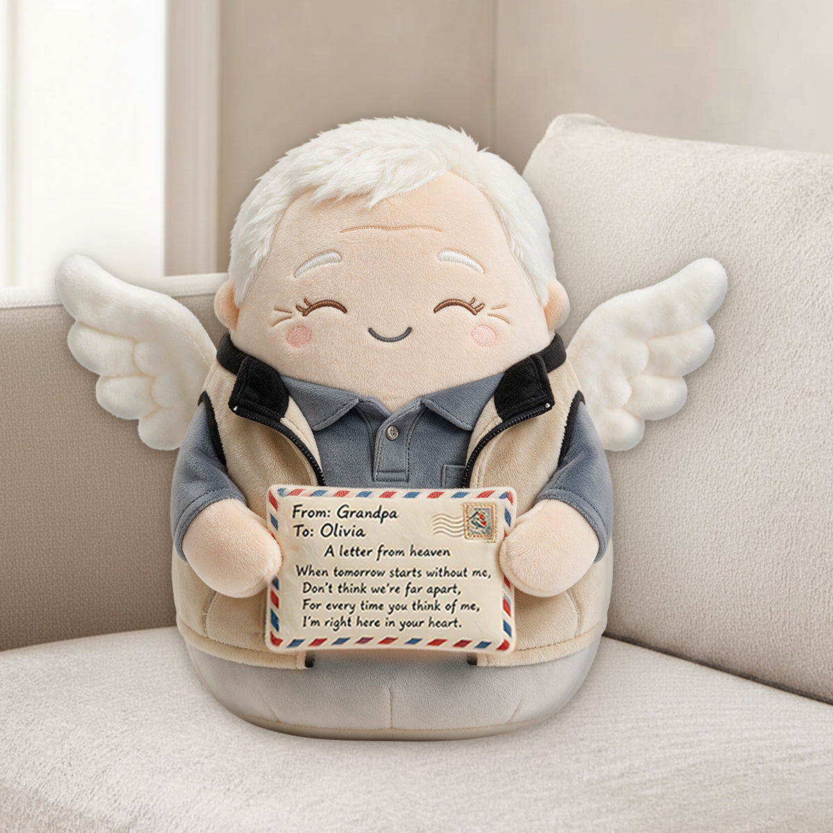 Memory Angel - Personalized Memorial Premium Faux Fur Pillow