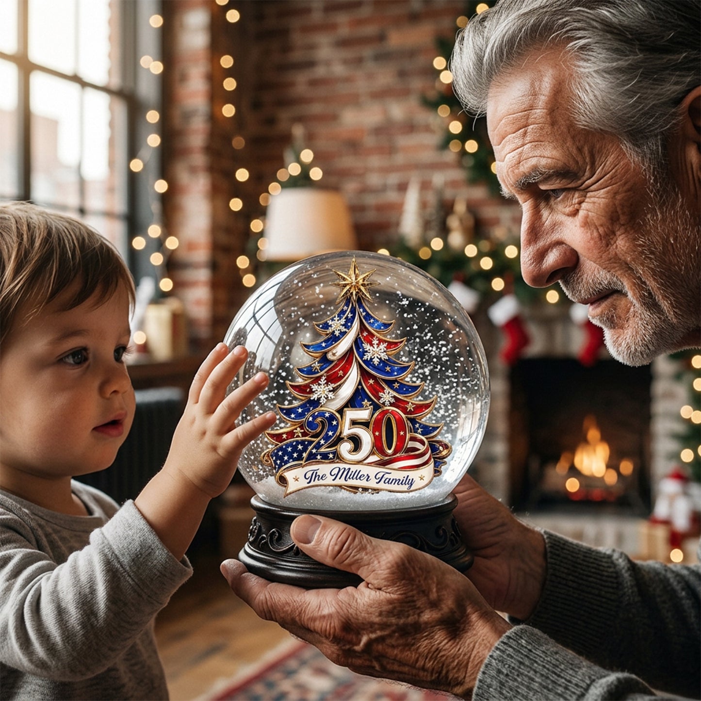 Patriotischer Weihnachtsbaum 250 - Personalisierte Patriot 2-seitige Acrylplakette