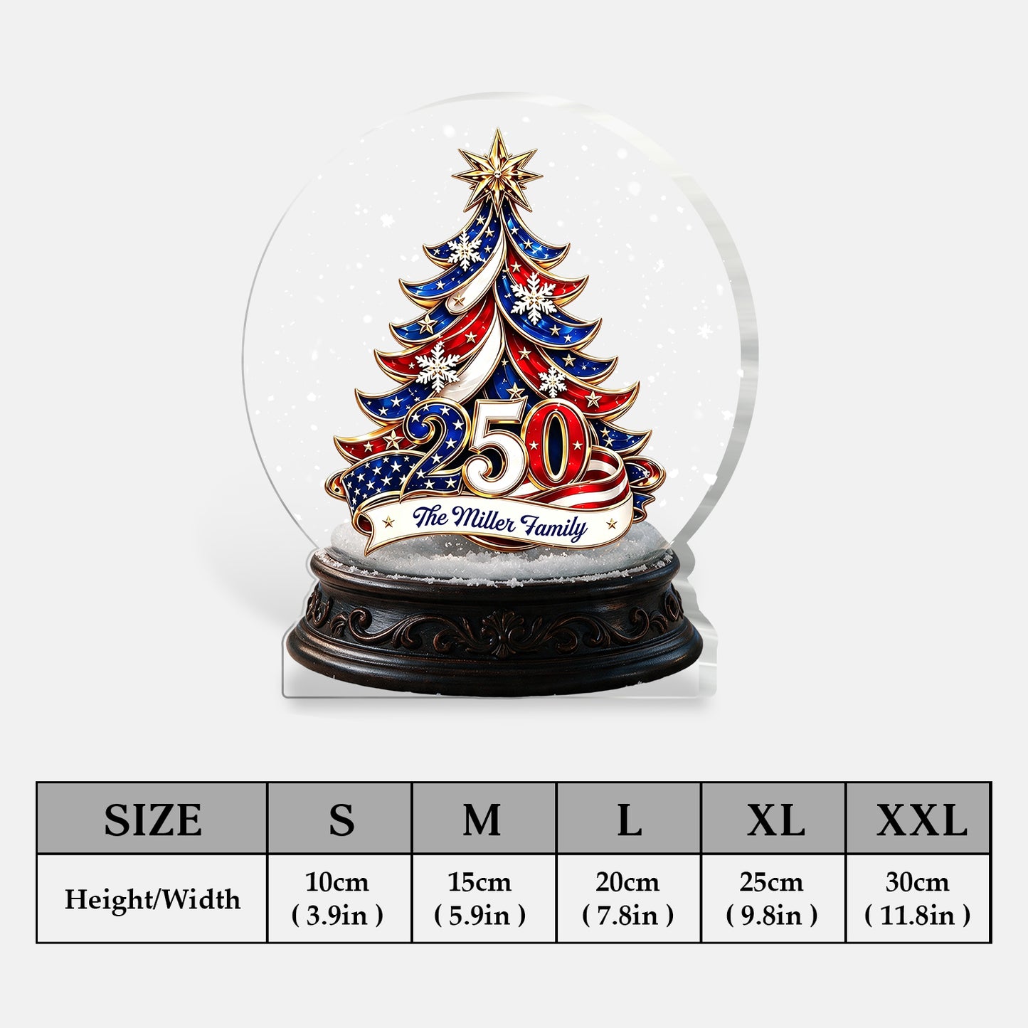 Patriotischer Weihnachtsbaum 250 - Personalisierte Patriot 2-seitige Acrylplakette