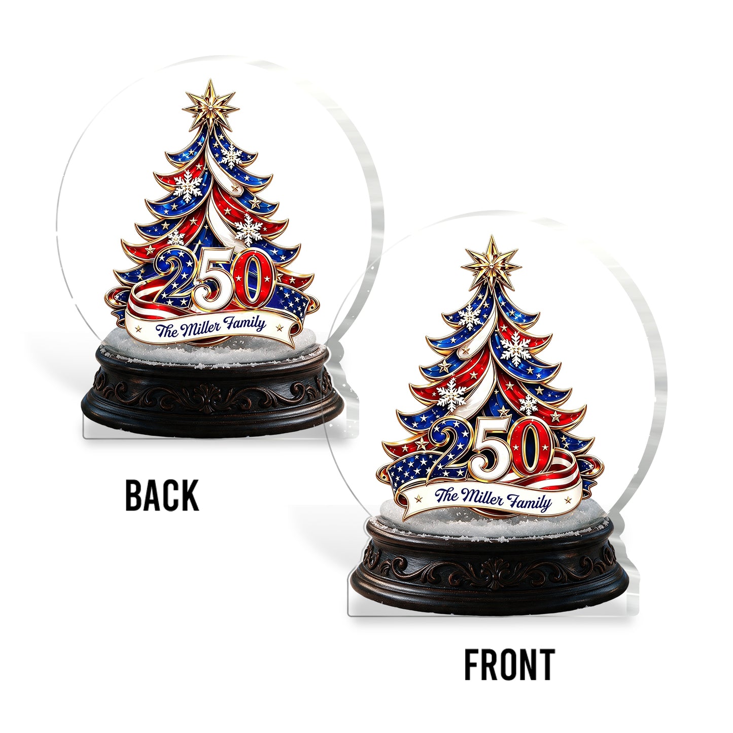 Patriotischer Weihnachtsbaum 250 - Personalisierte Patriot 2-seitige Acrylplakette