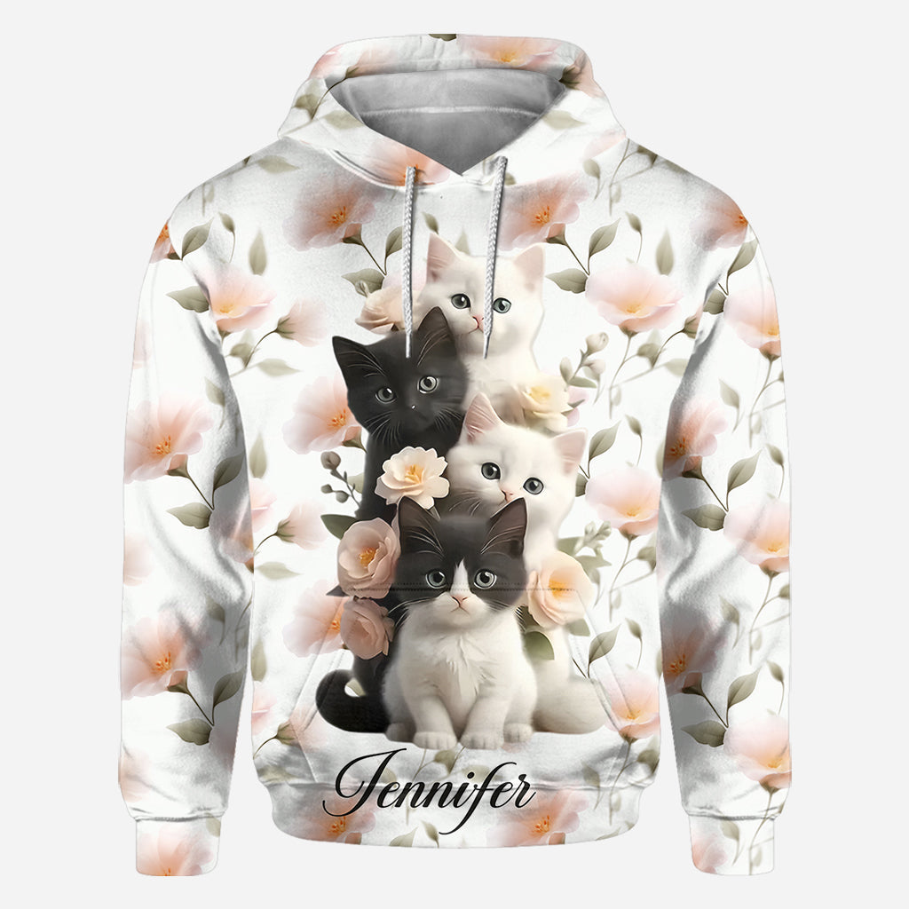 Adorables chatons - T-shirt personnalisé avec motif chat - Motif intégral