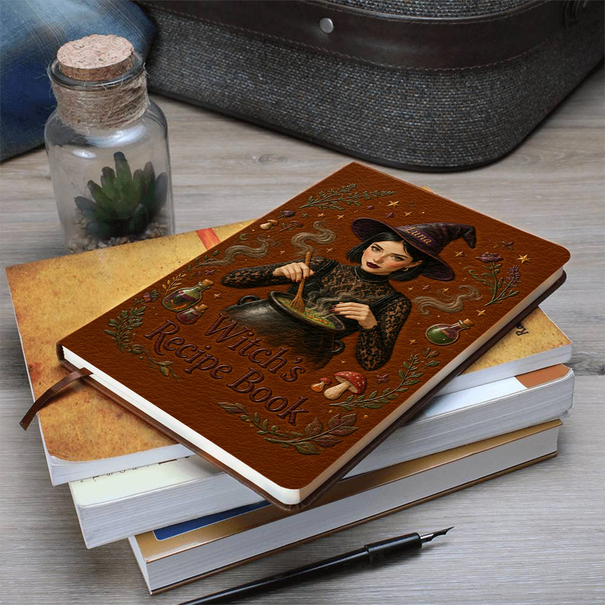 Witch's Recipe Book - Personalized Witch Leather Journal
