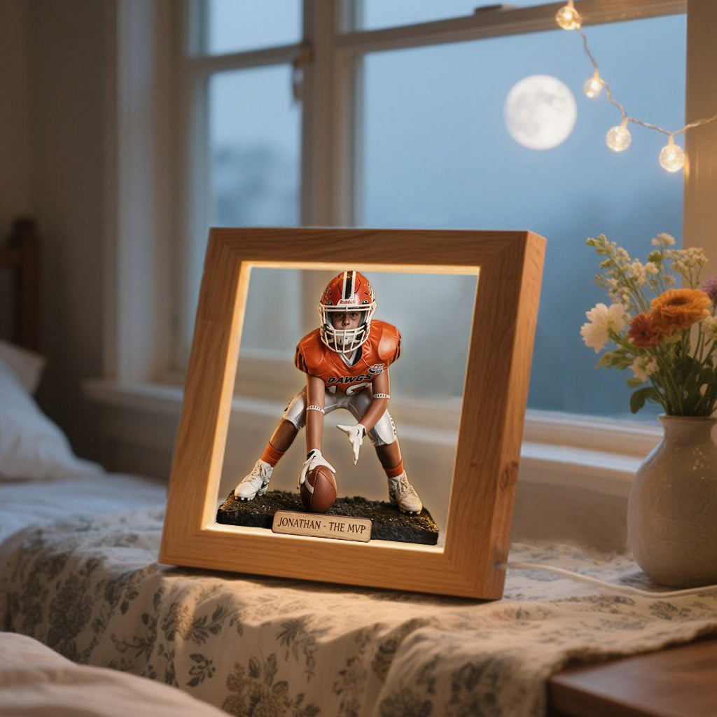 Jeder Sport, jedes Foto - Personalisierter Fußball Holzrahmen LED Licht