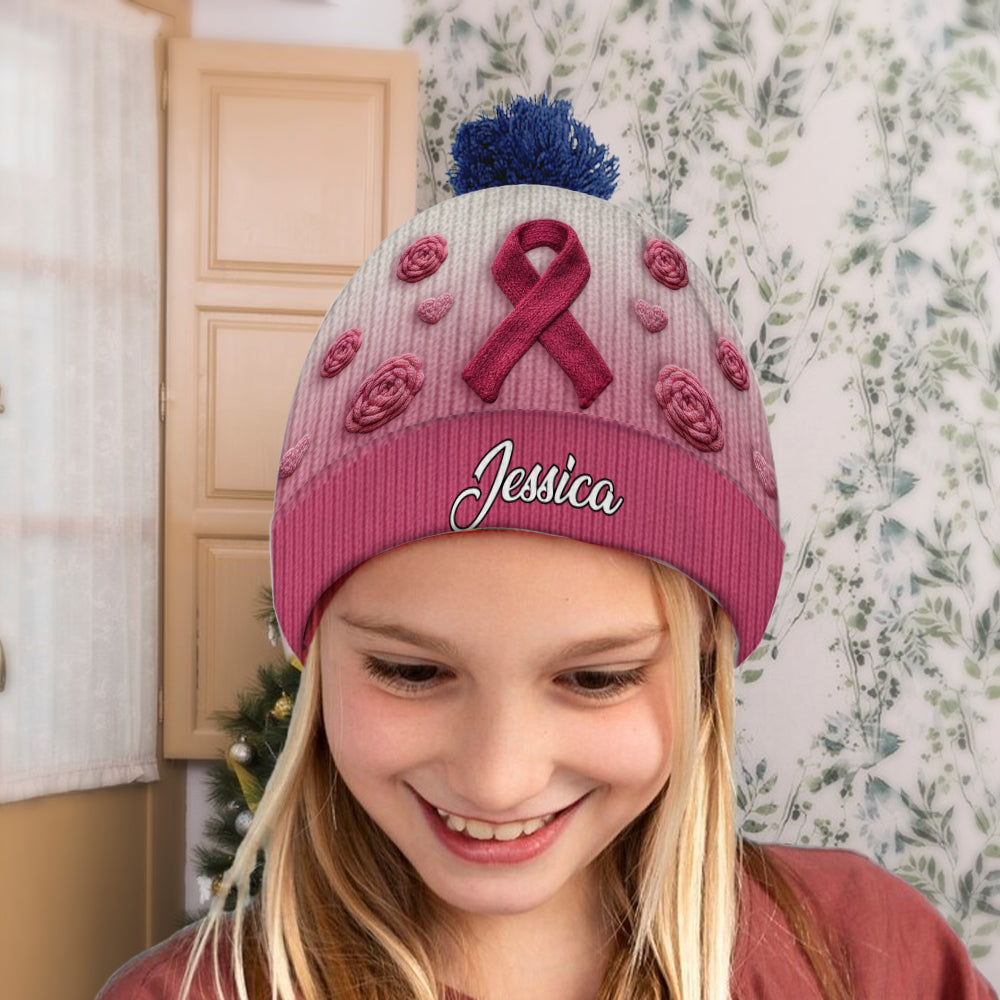 Foi, Espoir, Amour - Bonnet personnalisé pour la sensibilisation au cancer du sein