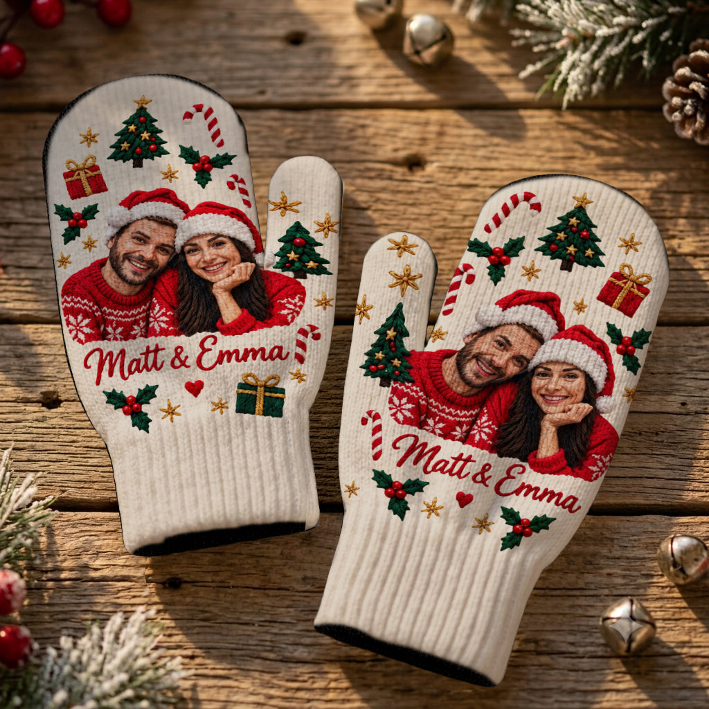 Meaningful Couple Matching Knitted Mittens - Personalized Couple Knitted Mittens