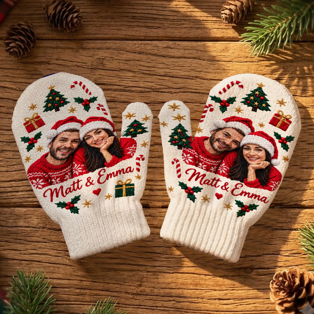 Meaningful Couple Matching Knitted Mittens - Personalized Couple Knitted Mittens