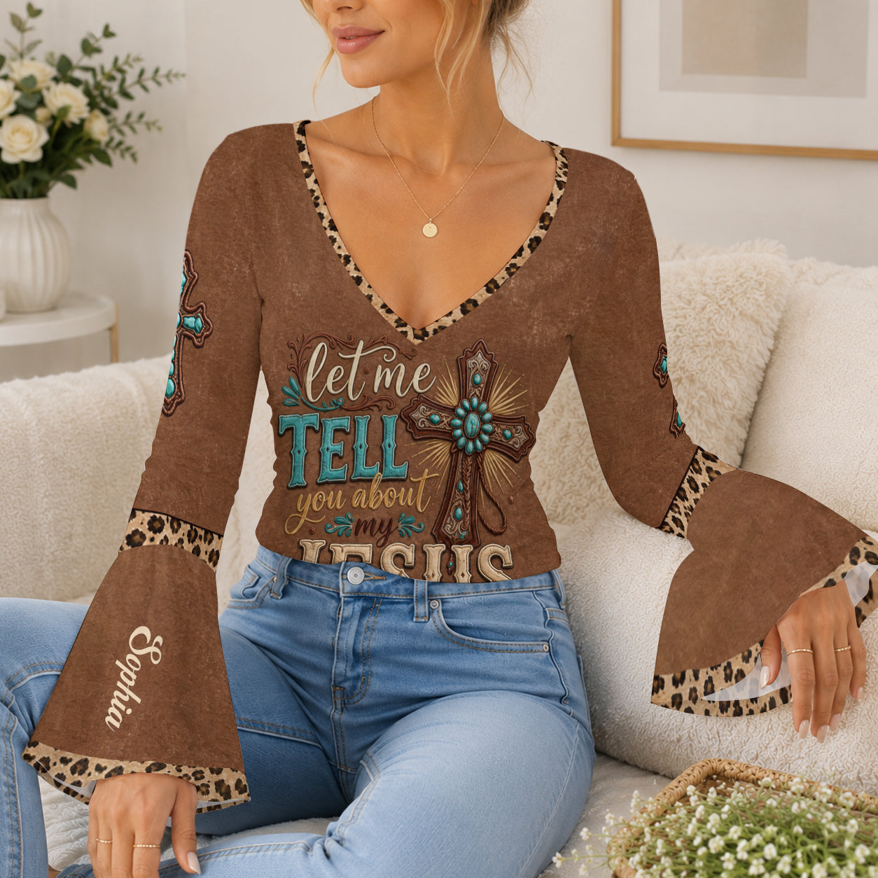Let Me Tell You About My Jesus - Personalized Christian Flare Long-Sleeve Shirt