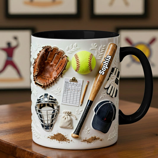 J'adore le softball - Mug et sous-verre personnalisés sur le thème du softball