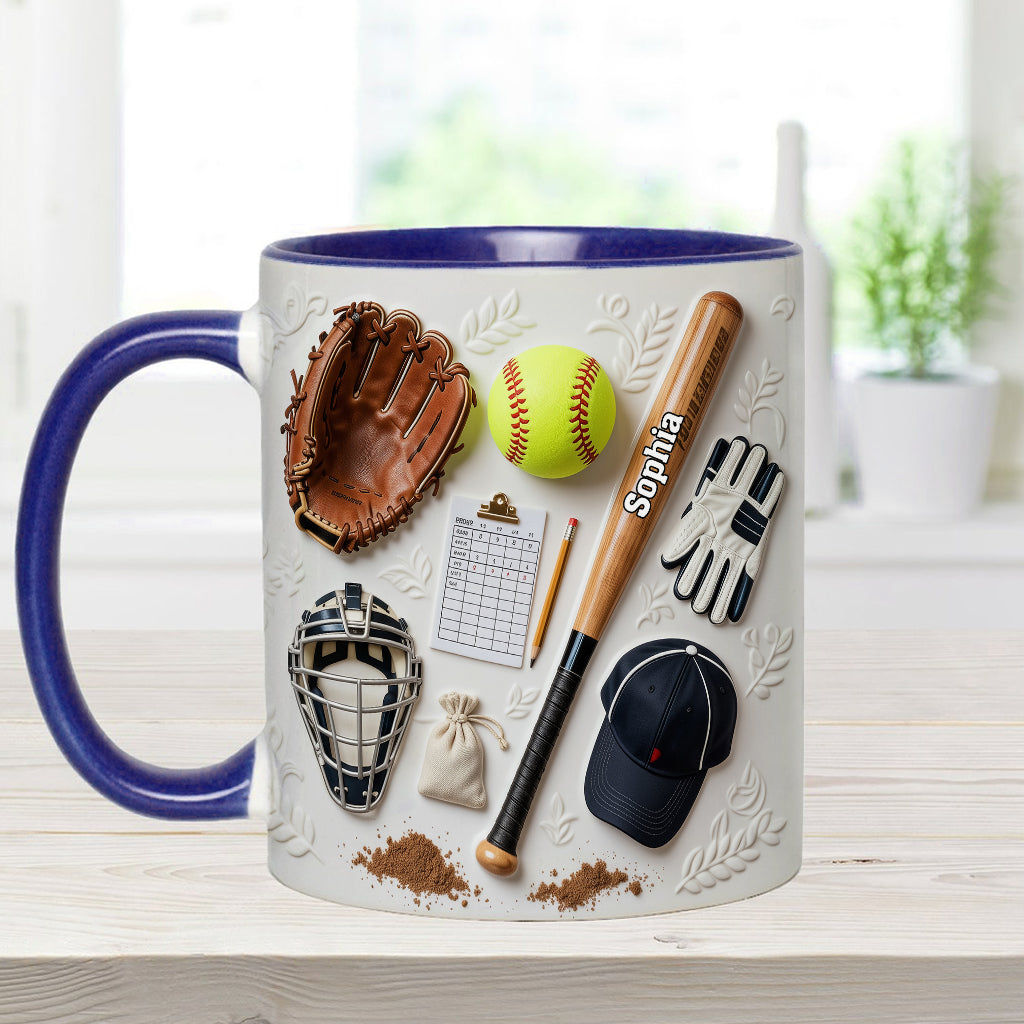 J'adore le softball - Mug et sous-verre personnalisés sur le thème du softball
