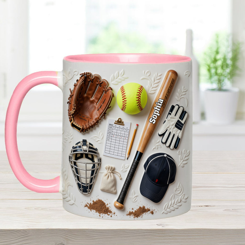 J'adore le softball - Mug et sous-verre personnalisés sur le thème du softball