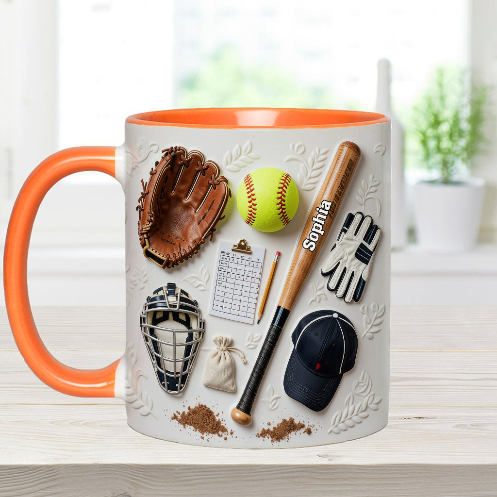 J'adore le softball - Mug et sous-verre personnalisés sur le thème du softball
