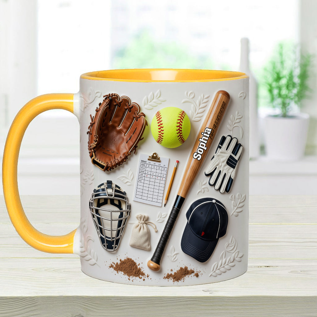 J'adore le softball - Mug et sous-verre personnalisés sur le thème du softball