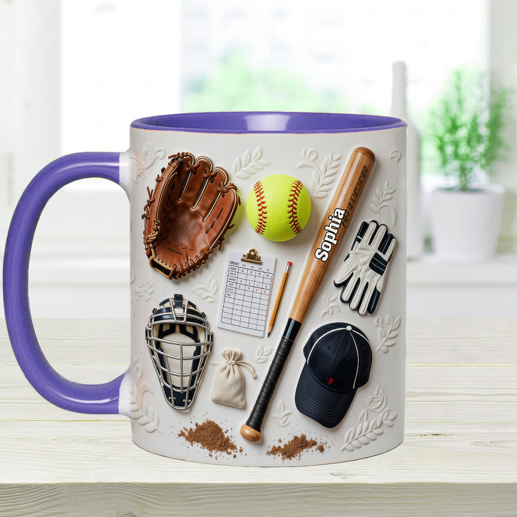 J'adore le softball - Mug et sous-verre personnalisés sur le thème du softball