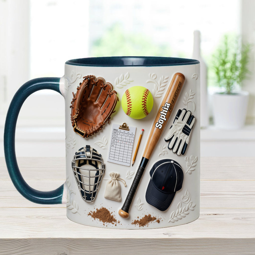 J'adore le softball - Mug et sous-verre personnalisés sur le thème du softball