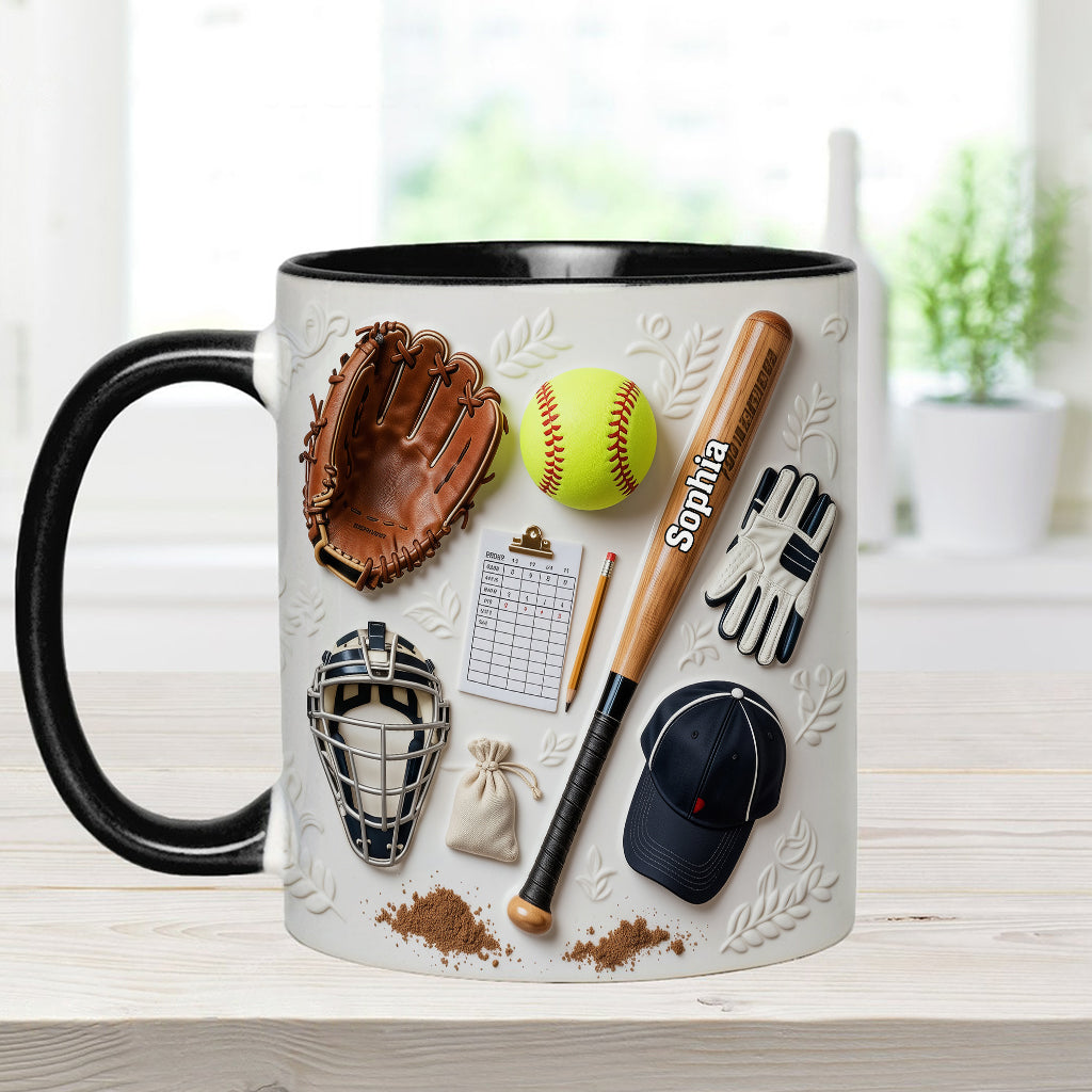 J'adore le softball - Mug et sous-verre personnalisés sur le thème du softball