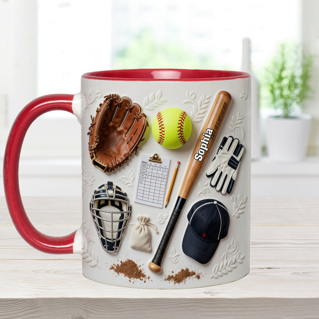 J'adore le softball - Mug et sous-verre personnalisés sur le thème du softball