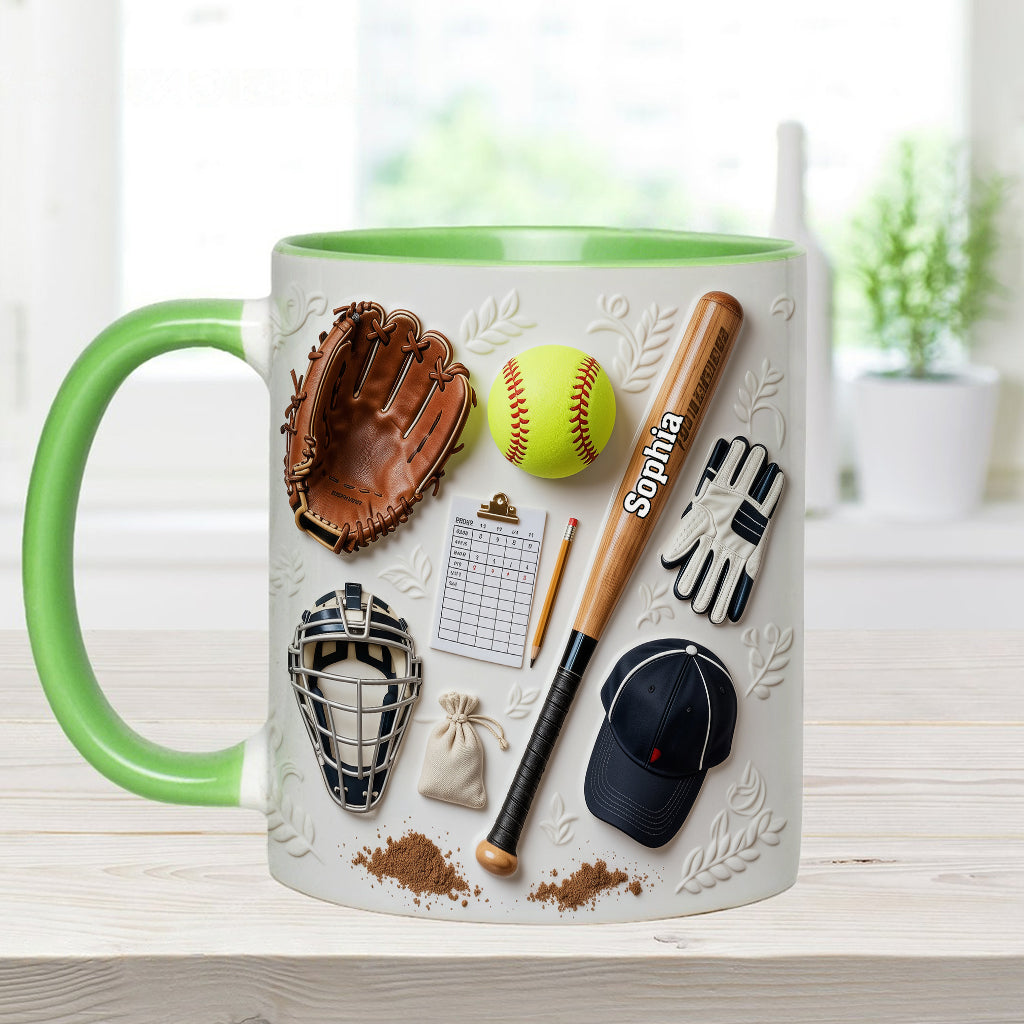 J'adore le softball - Mug et sous-verre personnalisés sur le thème du softball