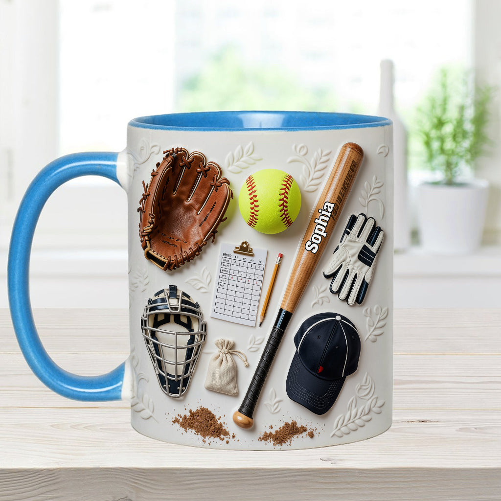 J'adore le softball - Mug et sous-verre personnalisés sur le thème du softball