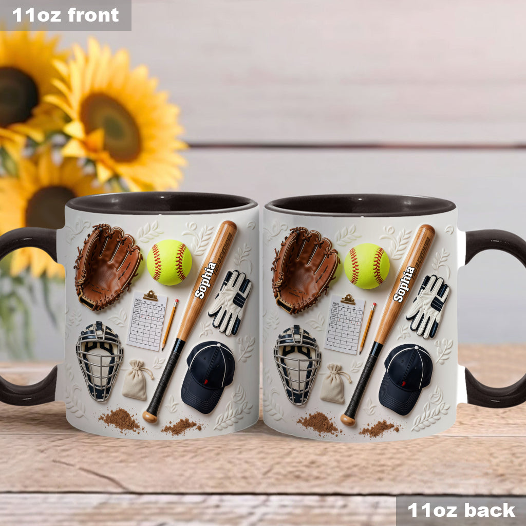 J'adore le softball - Mug et sous-verre personnalisés sur le thème du softball