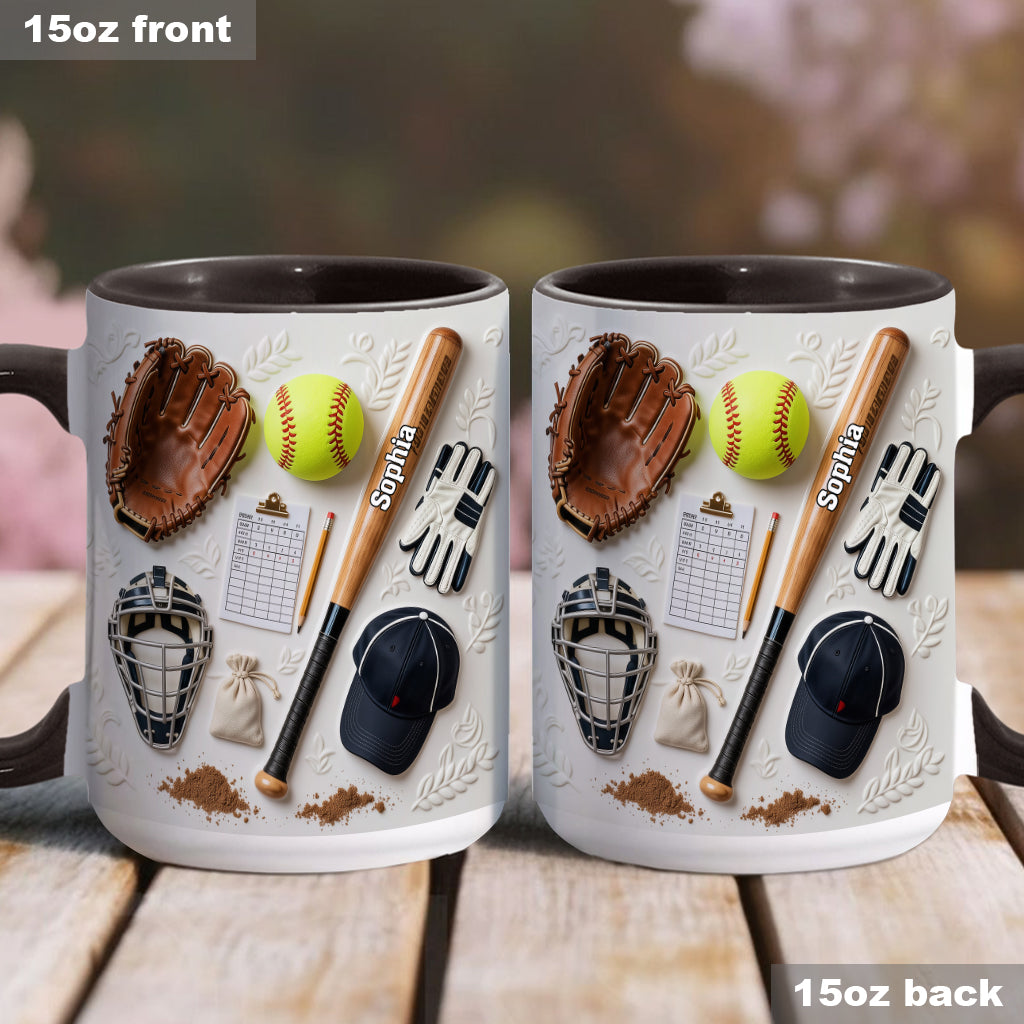 J'adore le softball - Mug et sous-verre personnalisés sur le thème du softball