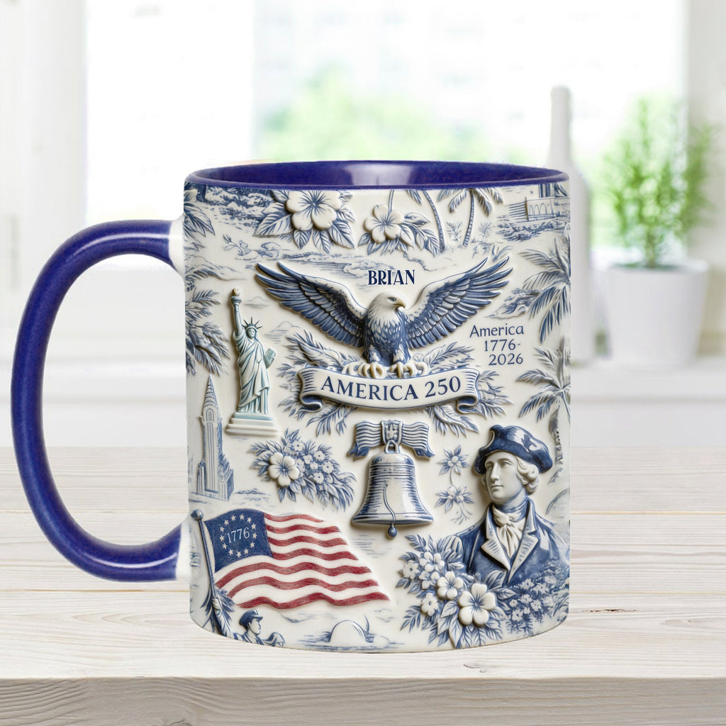 250 Jahre Amerika 1776–2026 Vintage Patriotisch - Personalisierte Unabhängigkeitstag/ 4. Juli Akzentbecher & Untersetzer