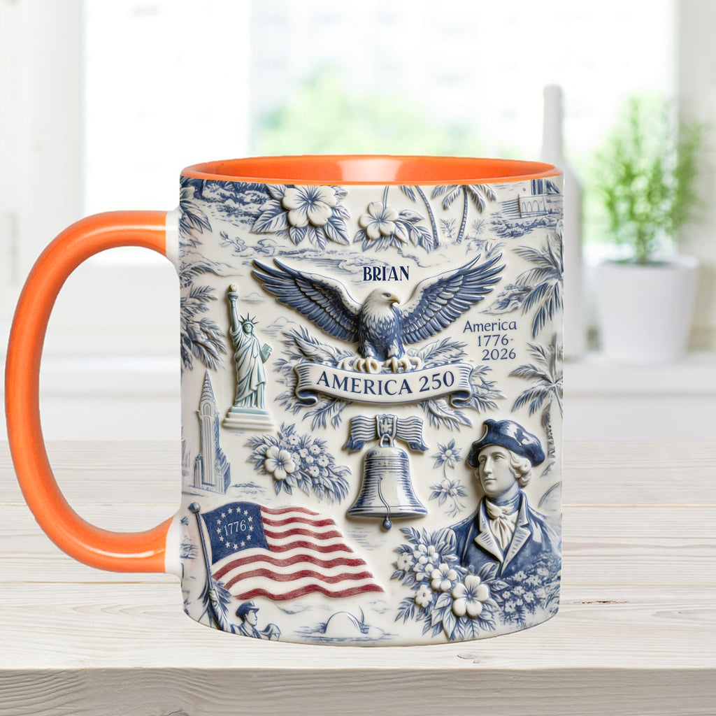 250 Jahre Amerika 1776–2026 Vintage Patriotisch - Personalisierte Unabhängigkeitstag/ 4. Juli Akzentbecher & Untersetzer