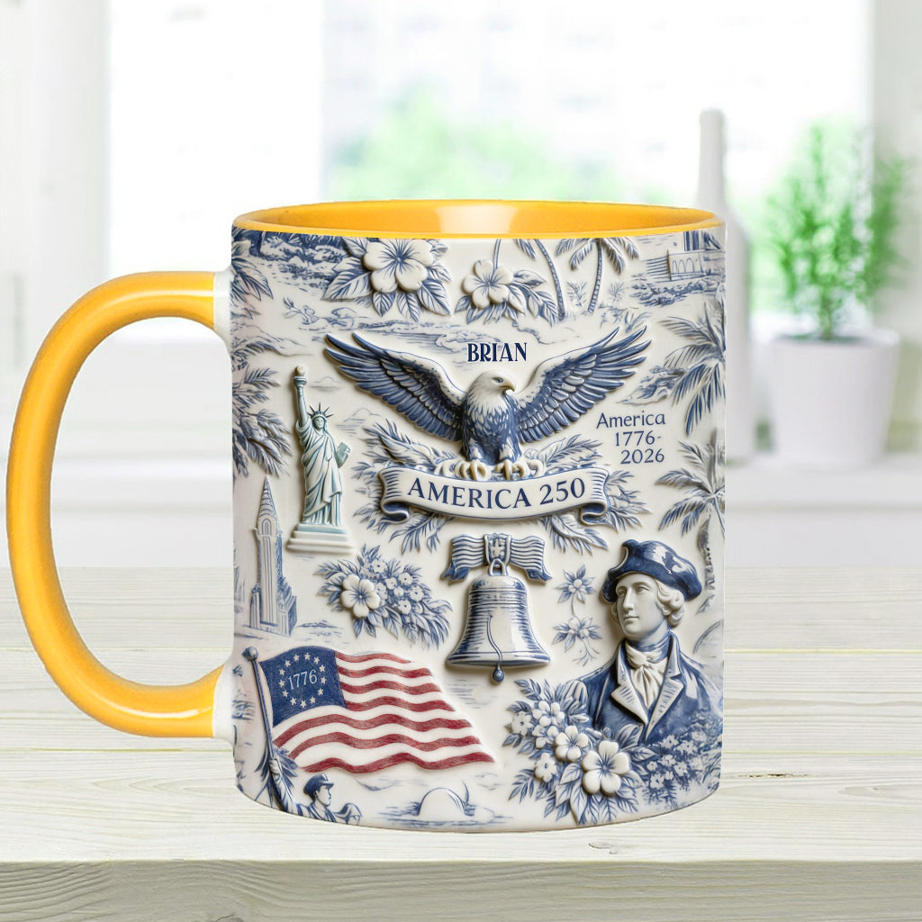 250 Jahre Amerika 1776–2026 Vintage Patriotisch - Personalisierte Unabhängigkeitstag/ 4. Juli Akzentbecher & Untersetzer