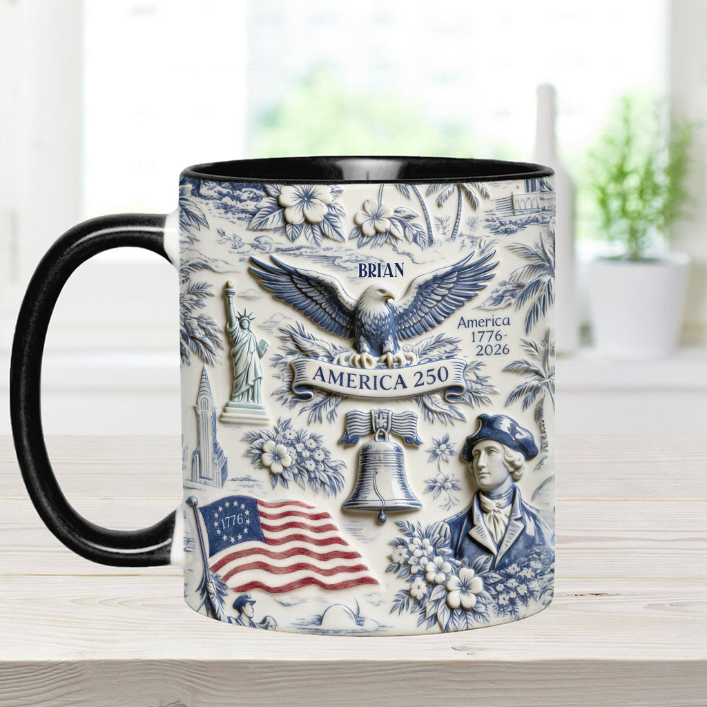 250 Jahre Amerika 1776–2026 Vintage Patriotisch - Personalisierte Unabhängigkeitstag/ 4. Juli Akzentbecher & Untersetzer