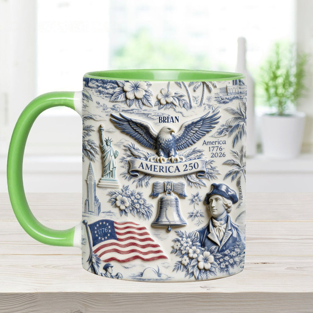 250 Jahre Amerika 1776–2026 Vintage Patriotisch - Personalisierte Unabhängigkeitstag/ 4. Juli Akzentbecher & Untersetzer