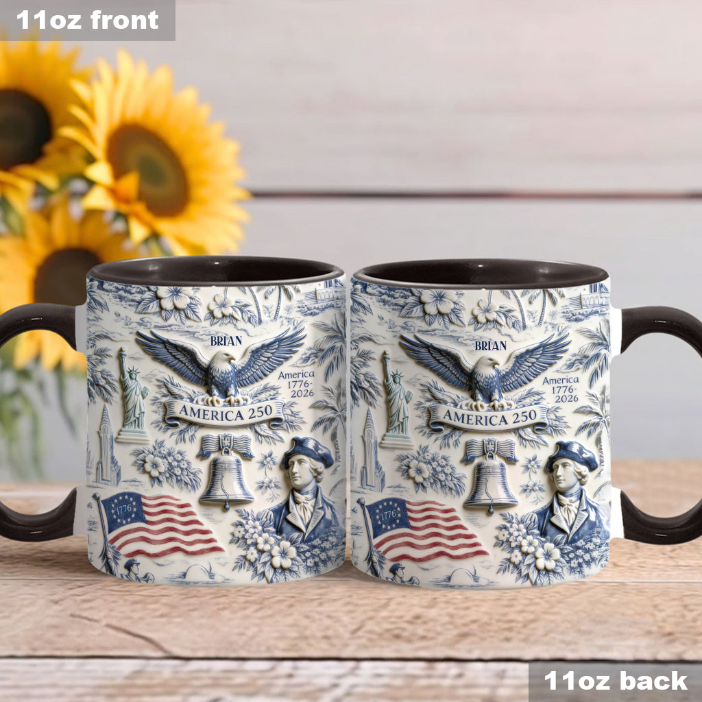 250 Jahre Amerika 1776–2026 Vintage Patriotisch - Personalisierte Unabhängigkeitstag/ 4. Juli Akzentbecher & Untersetzer