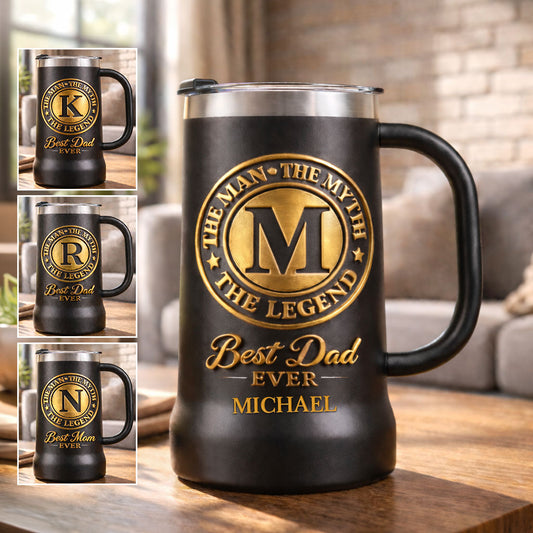 The Man The Myth The Legend, Gift for Dad - Personalized Father Beer Stein