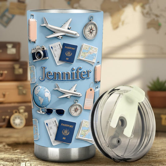 Einfach ein Mädchen, das gerne reist – personalisierter Reisebecher