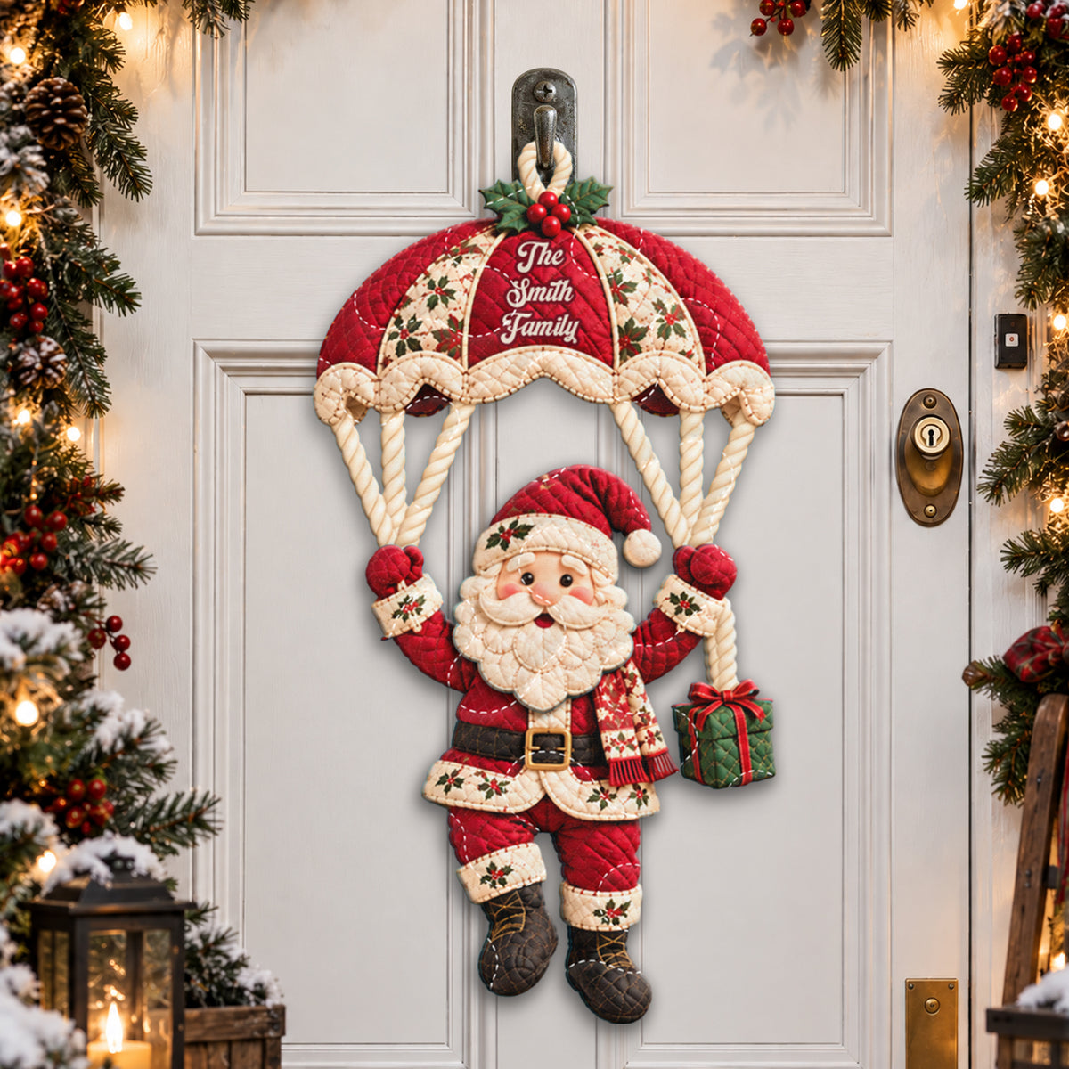 Ho Ho Ho - Suspenseur de porte de Noël personnalisé