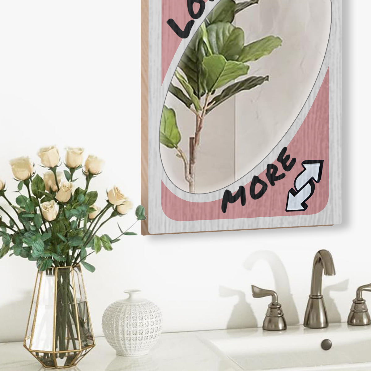 „Ich liebe dich mehr“-Umkehrkarte – Personalisierter Wandspiegel für Paare