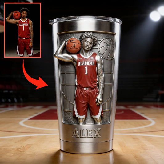 Individuell gestaltbarer Basketball-Trinkbecher mit Foto – Personalisierbar