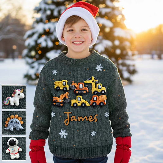 Machines de construction - Pull moche personnalisé pour enfant