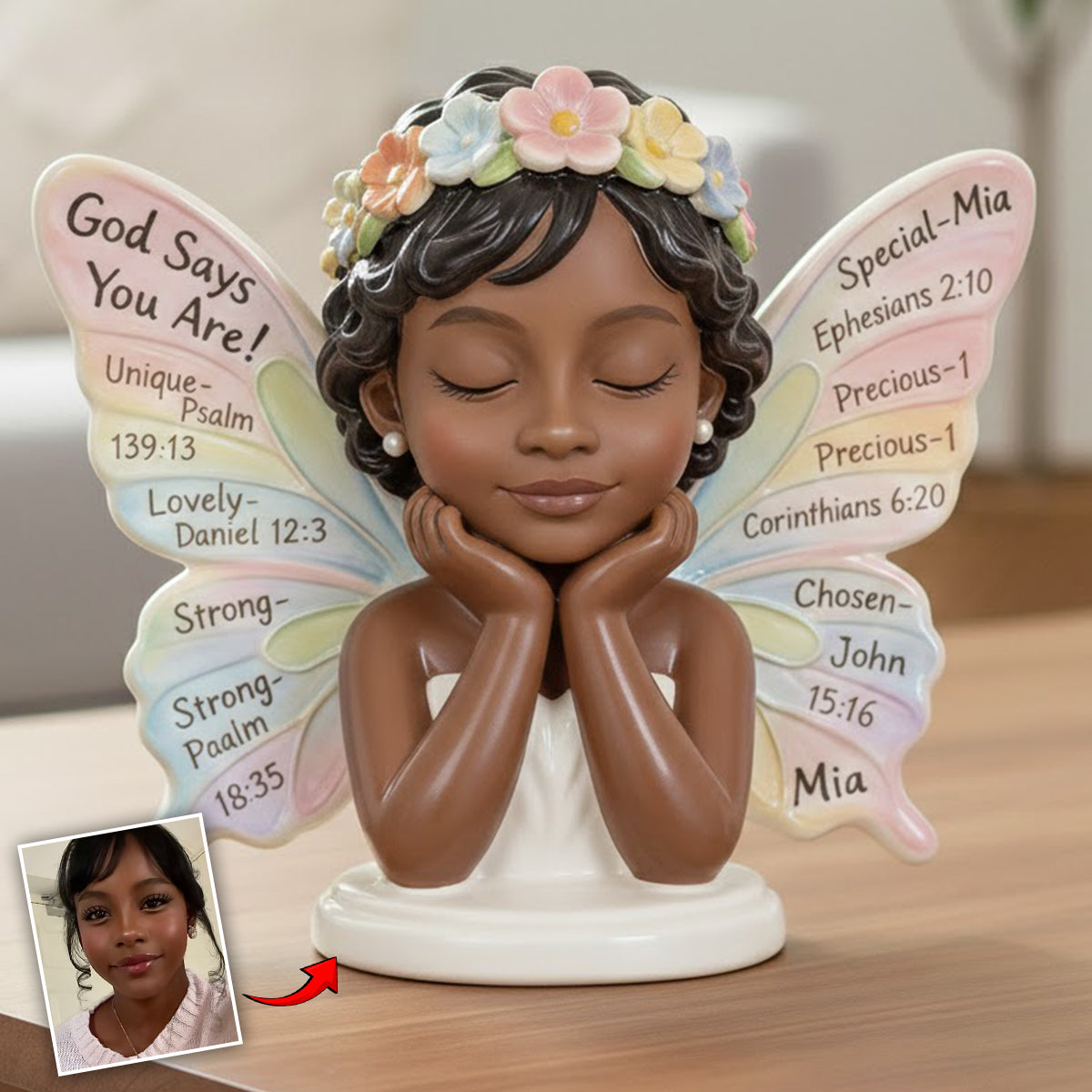 Dieu dit que tu es - Plaque acrylique personnalisée de forme afro-américaine