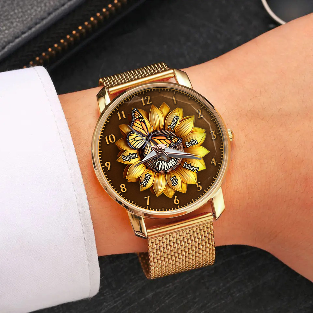 Sunflower Gift For Mom Grandma - Personalized Mother Women Hand Watch