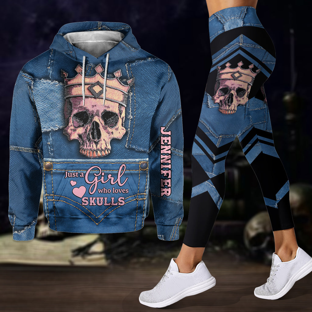Gekrönter Totenkopf – Personalisierter Totenkopf-Hoodie und Leggings