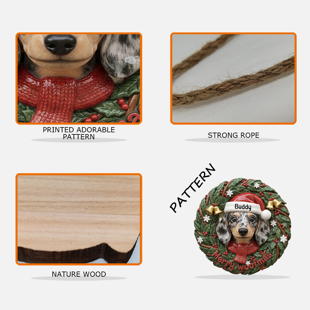 Fröhliche Hundeweihnachten! Wunderschöner Kranz für Hundeliebhaber – personalisiertes Holzschild in Hundeform