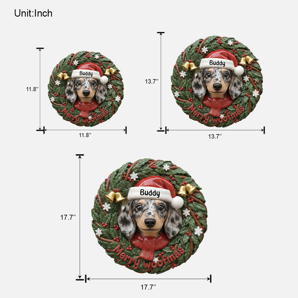 Fröhliche Hundeweihnachten! Wunderschöner Kranz für Hundeliebhaber – personalisiertes Holzschild in Hundeform