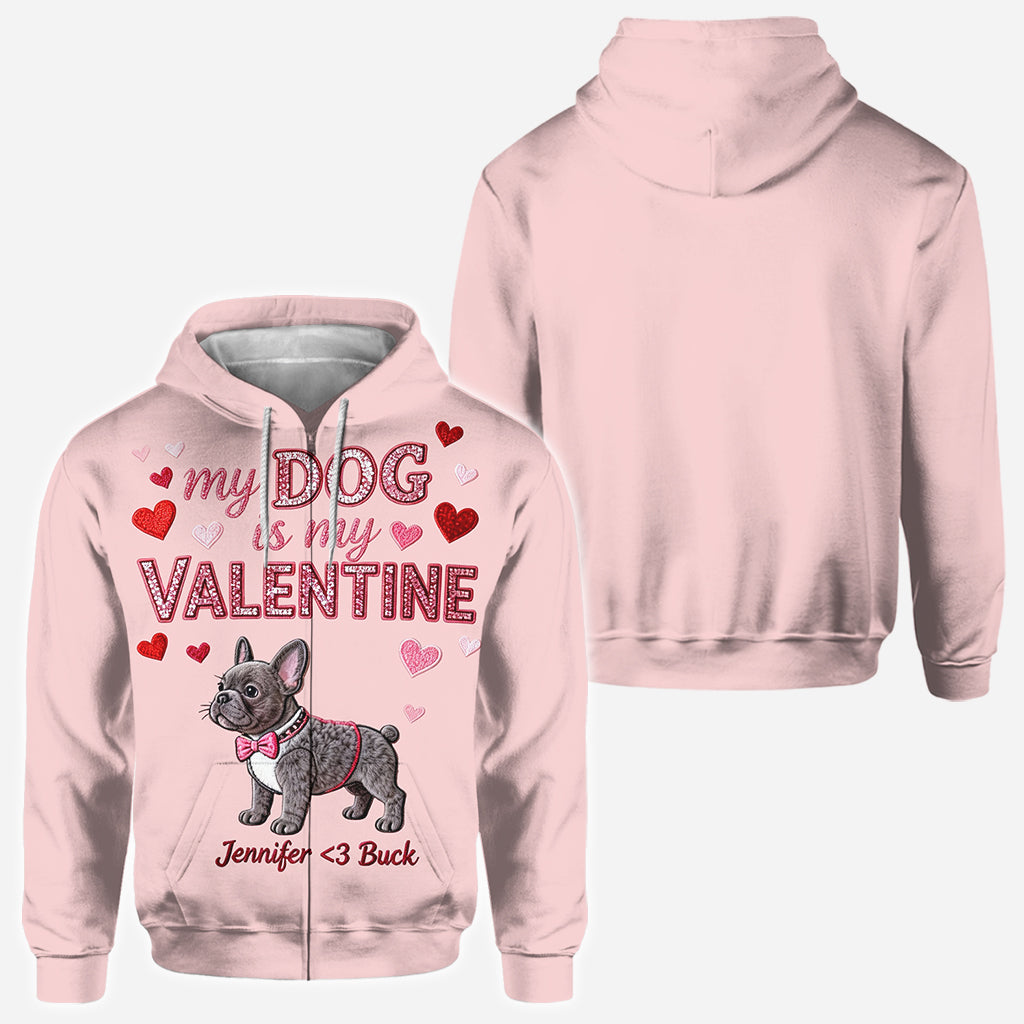 Mon chien est mon Valentin - T-shirt personnalisé avec un chien sur toute la surface