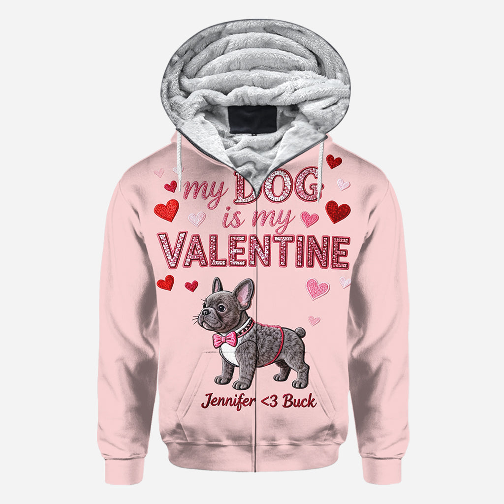 Mon chien est mon Valentin - T-shirt personnalisé avec un chien sur toute la surface