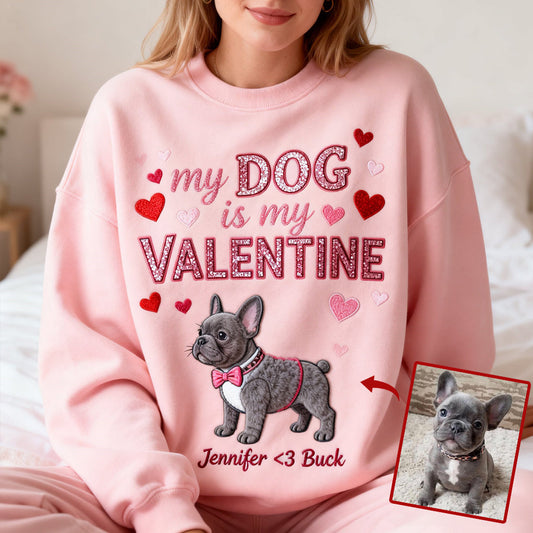 Mein Hund ist mein Valentinsschatz - Personalisiertes T-Shirt mit Hundemotiv