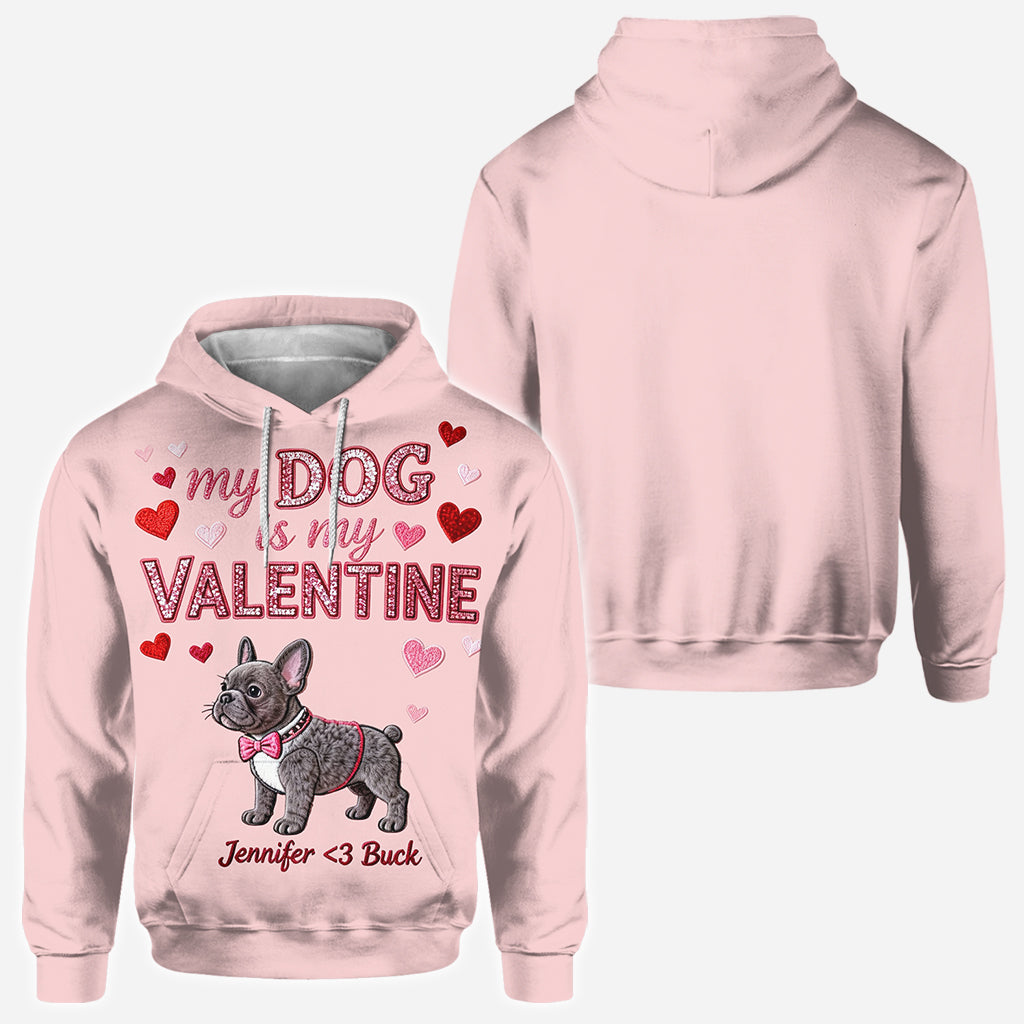 Mon chien est mon Valentin - T-shirt personnalisé avec un chien sur toute la surface